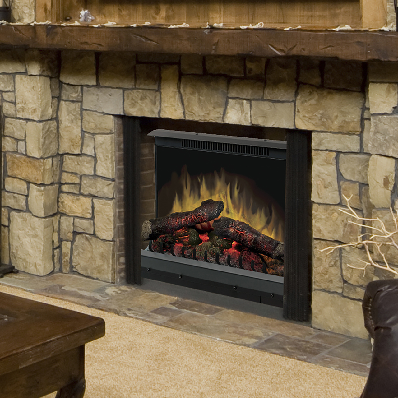 Fireplace electric log inserts