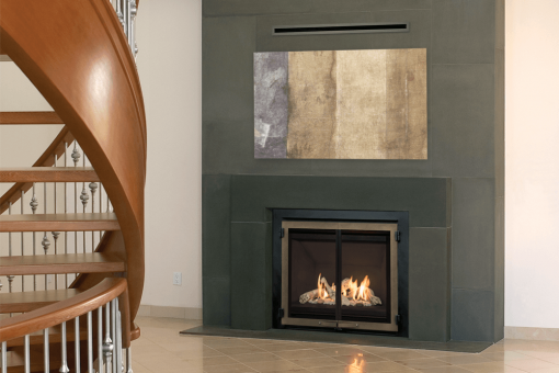 Driftwood, Edgemont Double Doors in Bronze and the Valor HeatShift System