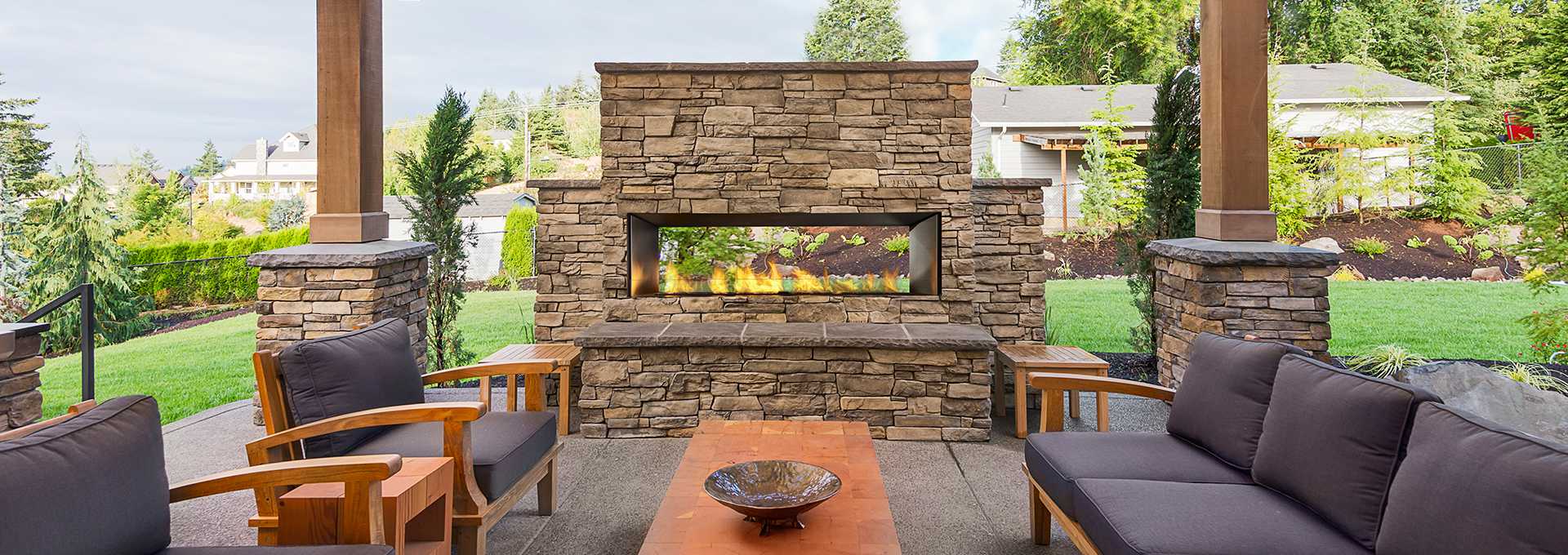 Outdoor Wall Mounted Fireplace