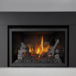 IRONWOOD™ Log Set, MIRRO-FLAME™ Porcelain Reflective Radiant Panels, Five Piece Surround Painted Black Finish 6″
