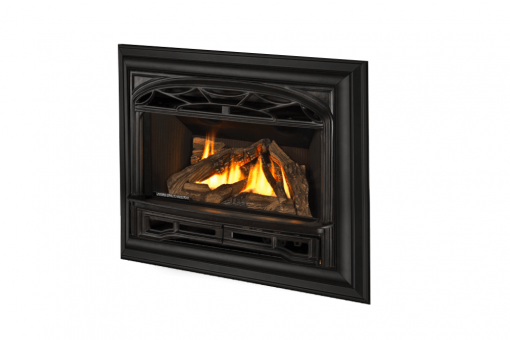 Logs, Traditional Cast Front and 4-Sided Deluxe Trim Kit in Black