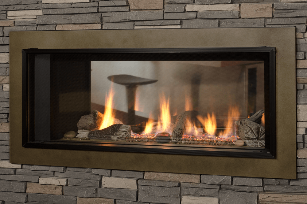 double sided outdoor fireplace