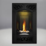 PHAZER® Log Set, Traditional Facing Kit Painted Metallic Black, MIRRO-FLAME™ Porcelain Reflective Radiant Panels, NIGHT LIGHT™