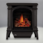 Painted Black Finish, MIRRO-FLAME™ Porcelain Reflective Radiant Panels, PHAZER® Log Set, Standard Safety Screen