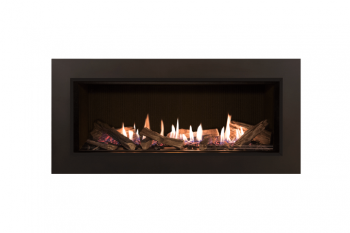 Splitwood Logs, Fluted Black Liner and 3-1:2 Inch Trim in Bronze