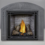 TALL FLAME PHAZER® Log Set, Custom Blend LEDGEROCK, Decorative Front, Arched Surround
