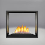 Topaz CRYSTALINE™ Emberbed Burner, MIRRO-FLAME™ Porcelain Reflective Radiant Panels, Painted Black Faceplate