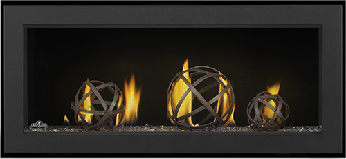 Napoleon Luxuria™ Series Direct Vent Gas Fireplace-LV38-Prod-Straight-TopazGlass-WIG-StandardBarrierBlack