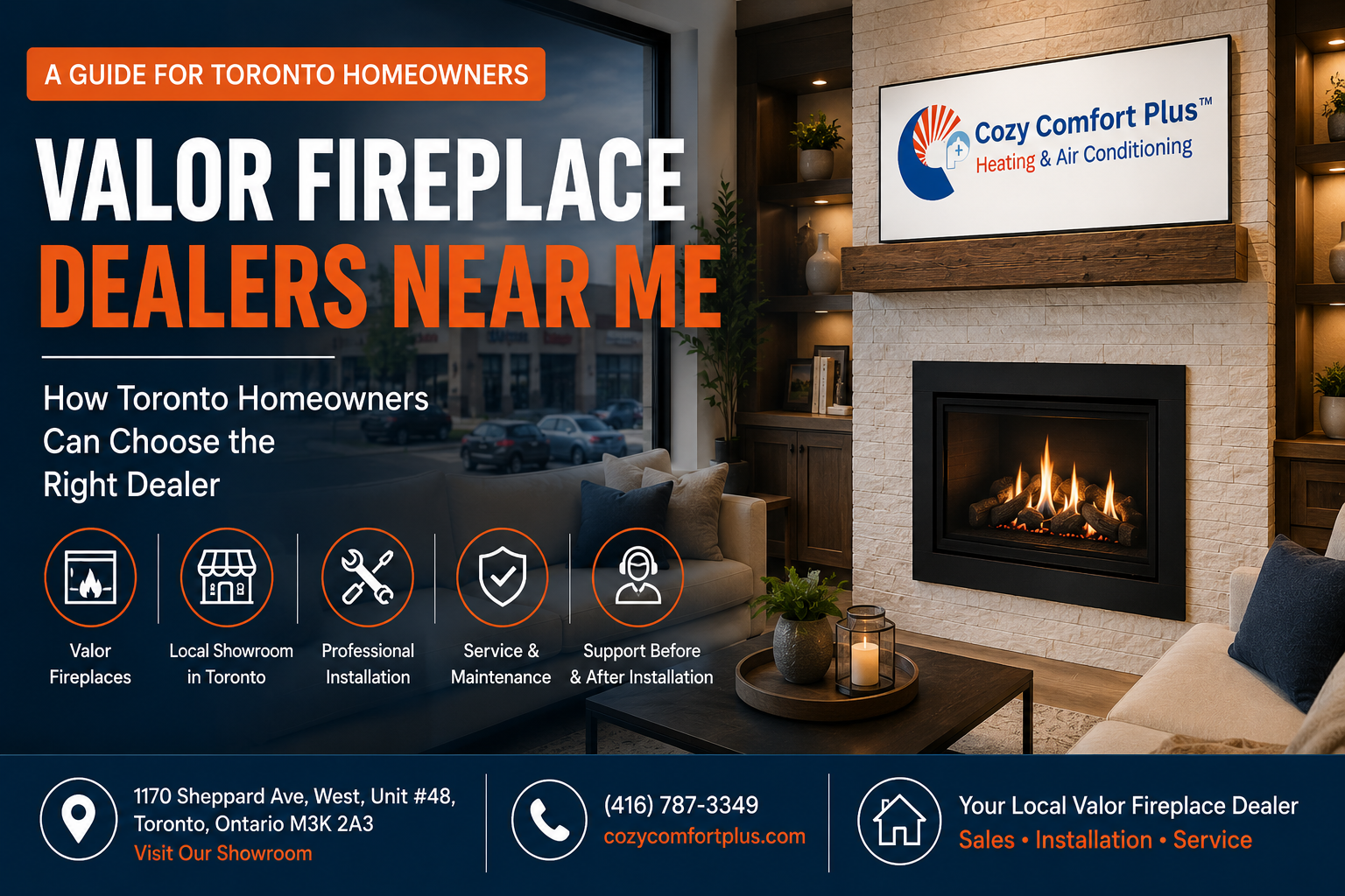 Valor Fireplace Dealer Toronto Showroom Banner<br />
