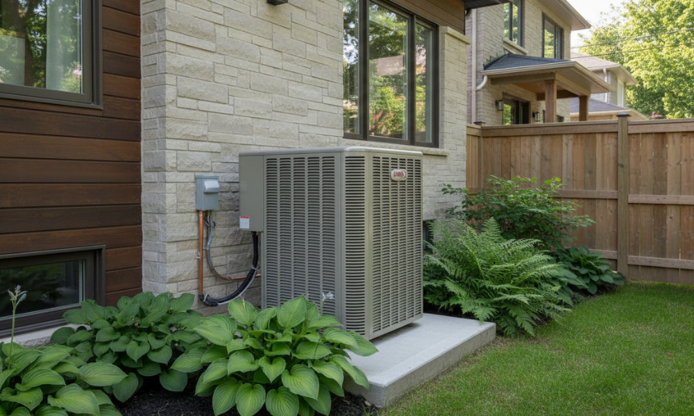 Lennox Elite Series heat pump installed outside a residential home